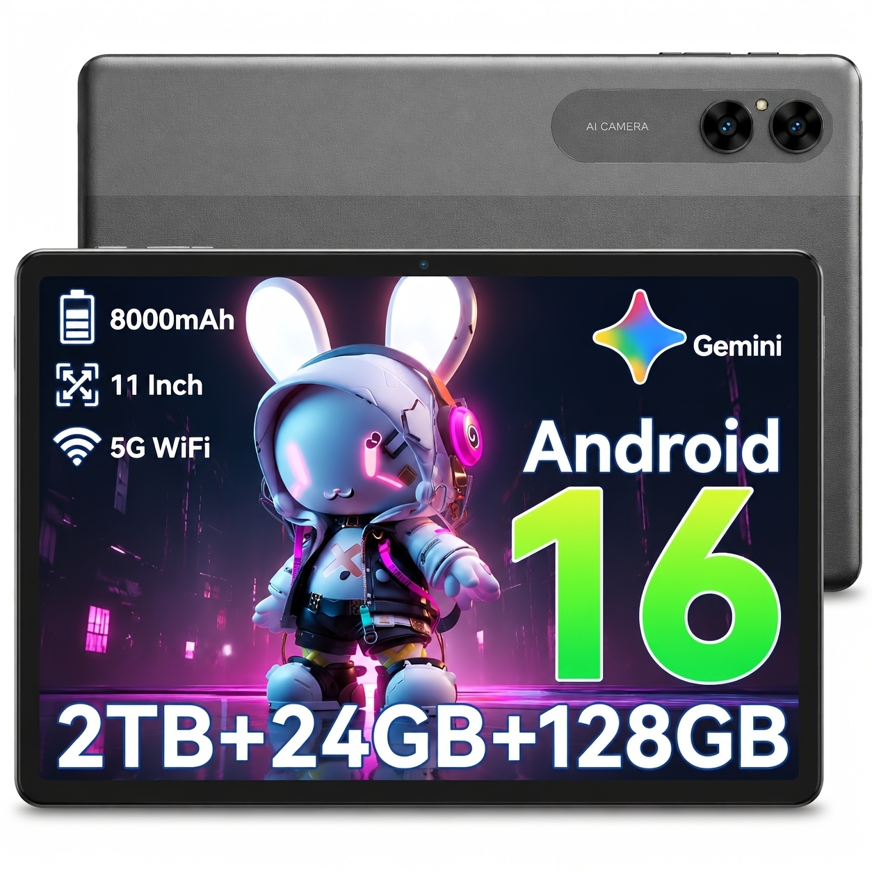 TEMU T50 16 Neues 2026 Tablet, 11-Zoll HD Großbildschirm+1280x800 IPS-Display, -Core Hochleistungs-CPU, 24 (6+18)GB RAM +128GB ROM (2TB erweiterbar),