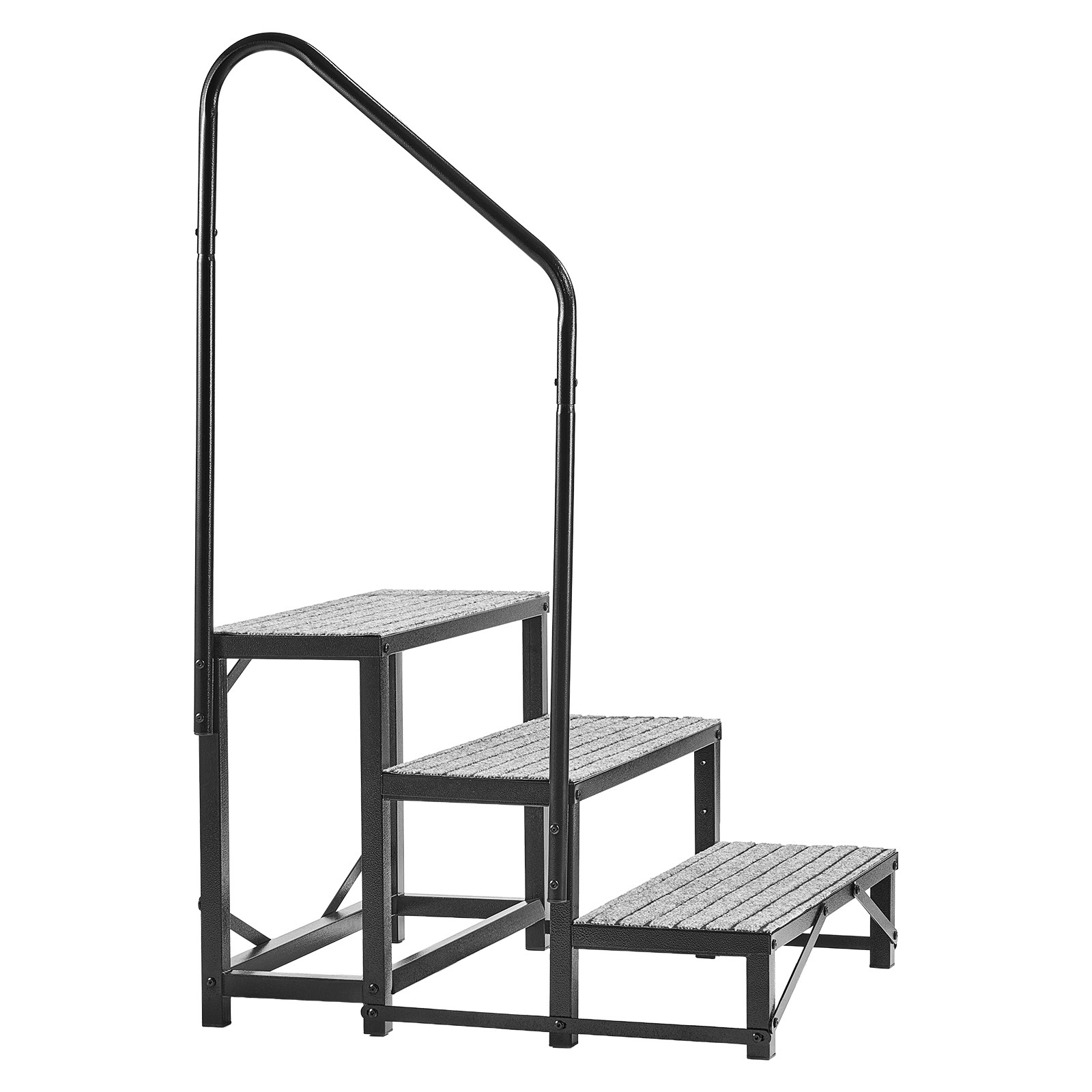Vevor Rv Steps With Handrail, 3 Steps, 660 Lbs Load Capacity, Heavy Duty Outdoor Rv Stairs With Non-slip Mat For Elderly And Pets, Portable Stairs For Hot Tub, , Mobile Home, Porch, Pool, Spa