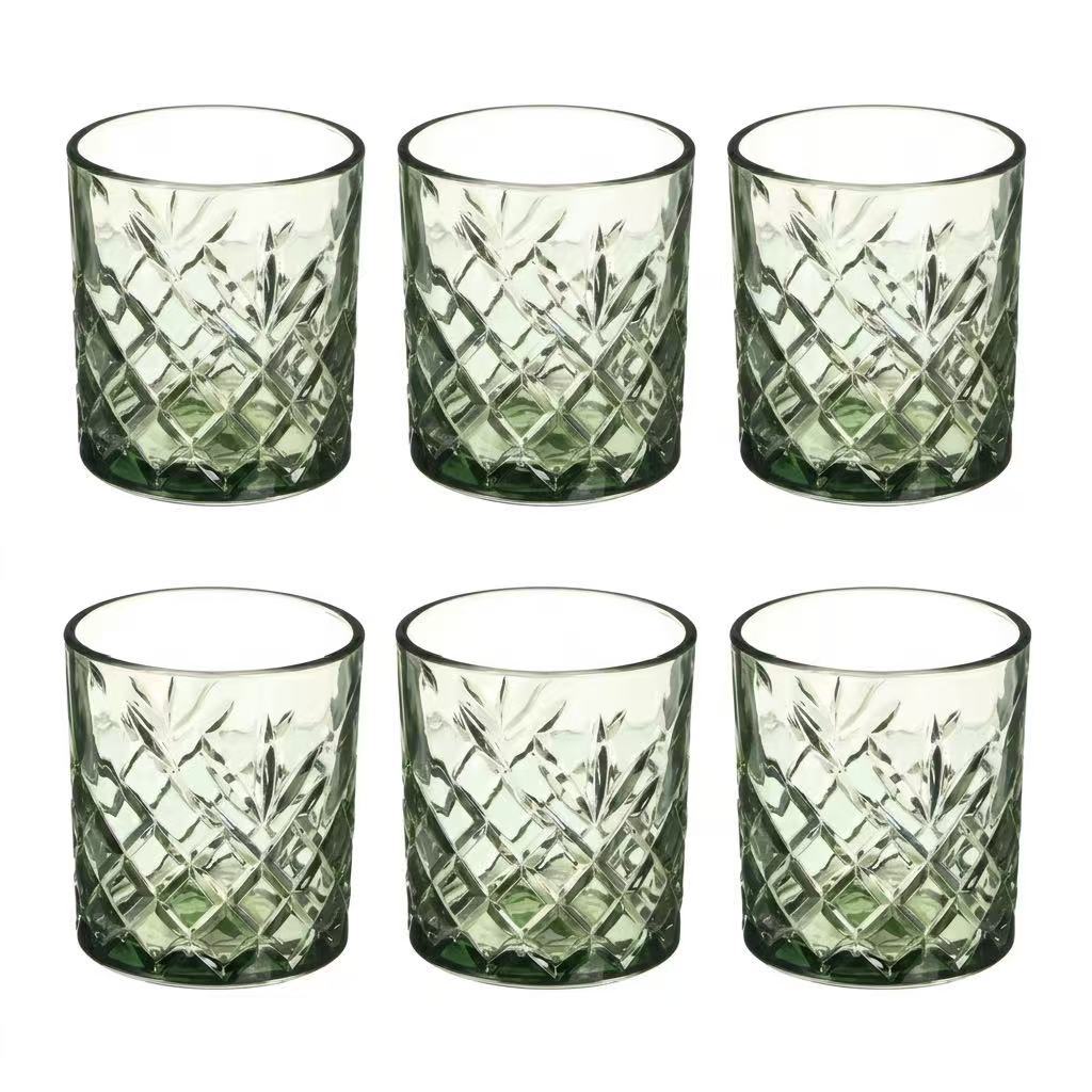 TEMU Set de 6 Vasos de Cristal 350ml | Diseño elegante | para Lavavajillas | Vidrio Sin Plomo para Agua y Refrescos