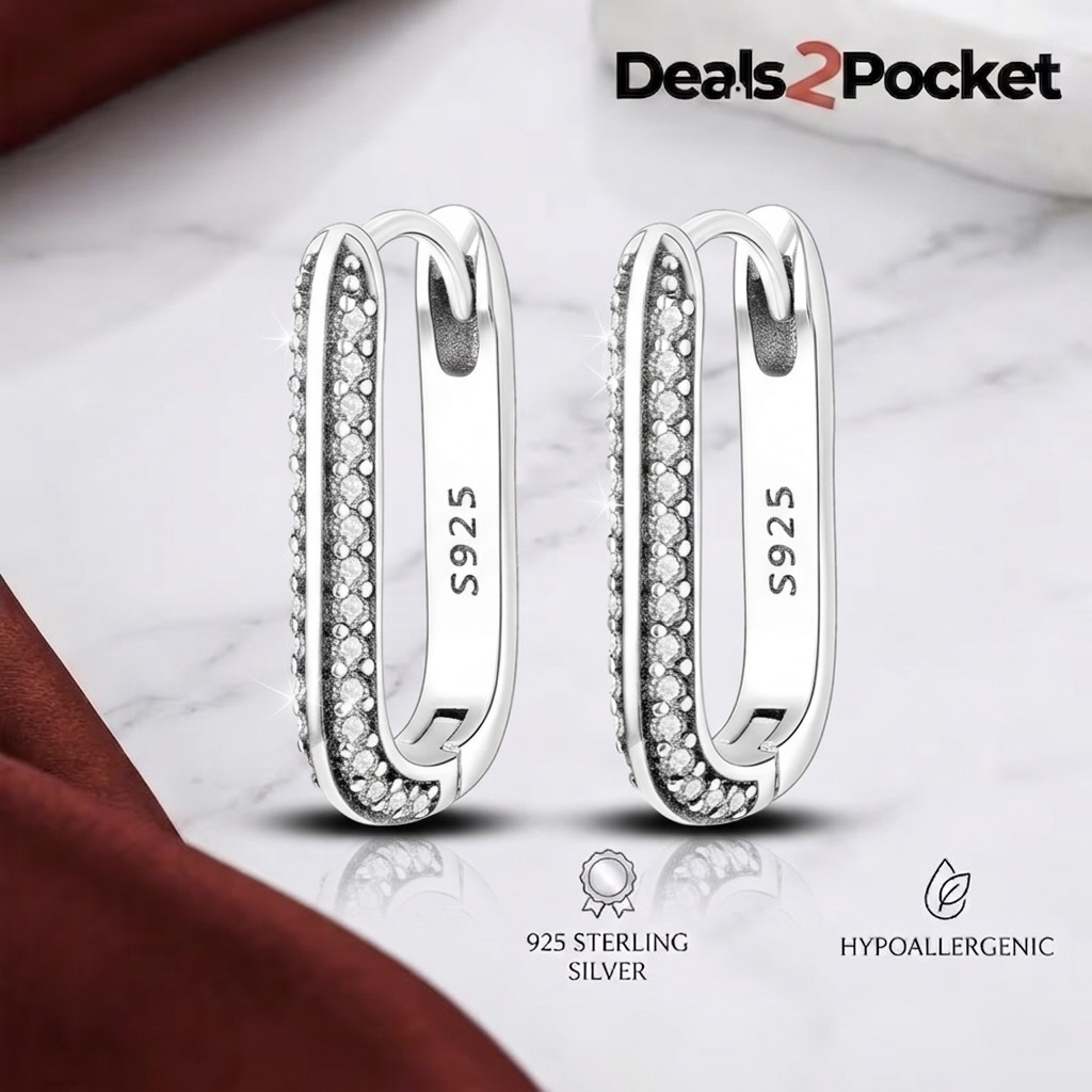 TEMU 1 Pair S925 Sterling Silver Hoop Earrings For Women, Sparkling Zircon Hoops, Minimalist Hypoallergenic Jewelry, Everyday , Perfect