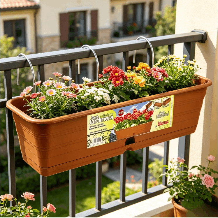 TEMU HOME Jardinera de con Soportes ( 1 pcs ) - Tamaños Disponibles: 34cm / 43cm / 58cm - Color Marrón - ideal para cualquier exterior. Esta