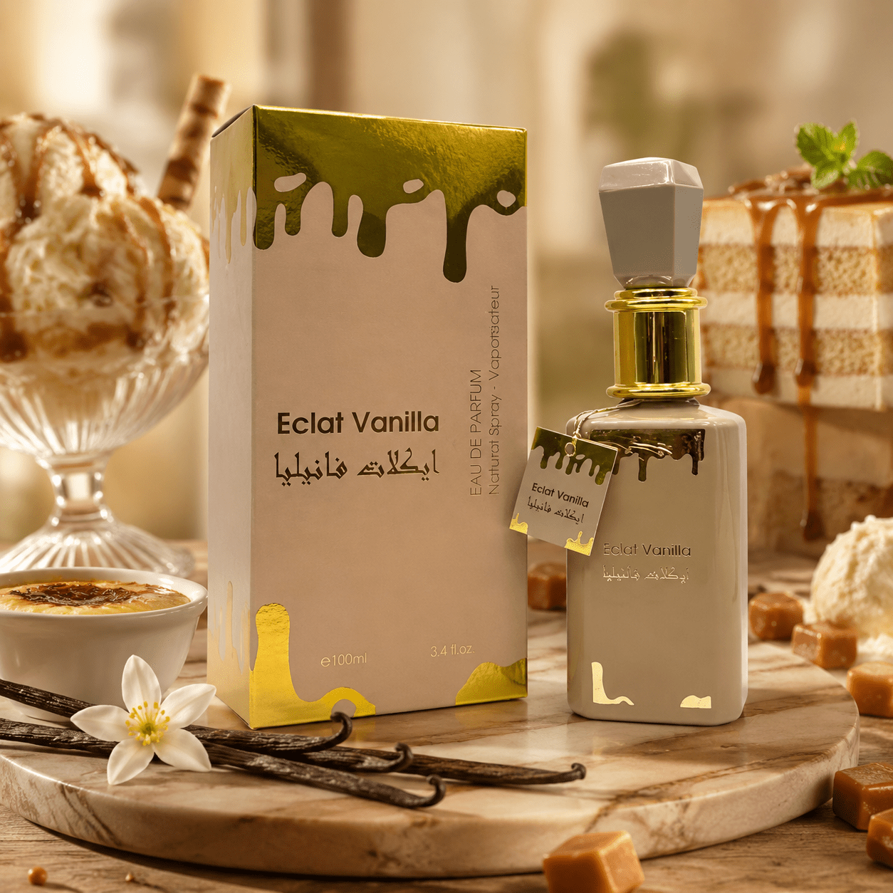 Image of Vanilla Eau De Parfum 50ml – Luxurious Vanilla Perfume For Women And Men, Elegant Bottle With Gold Details, Gourmet Style