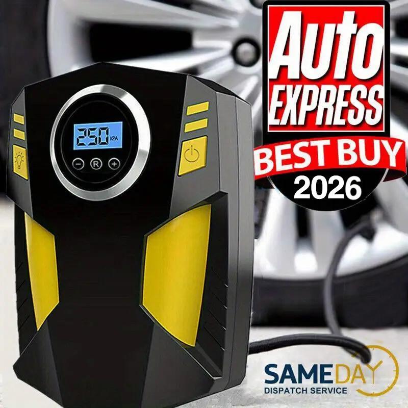 TEMU 1pc Digital Tyre Inflator 150psi Electric Portable Car Tyre Inflator Air Compressor, Inflation Tool Car Tyre Pump With Led Light For Car
