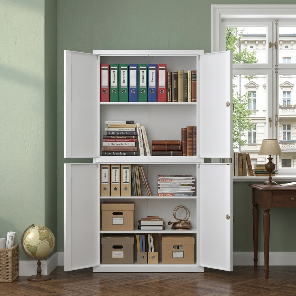 Image of File Cabinet, Multifunctional Storage Cabinet, Lockers, 40 X 80 X 180 Cm, & 2 Locks For Secure Storage, Suitable For Storage In Offices, Offices And Kitchens.