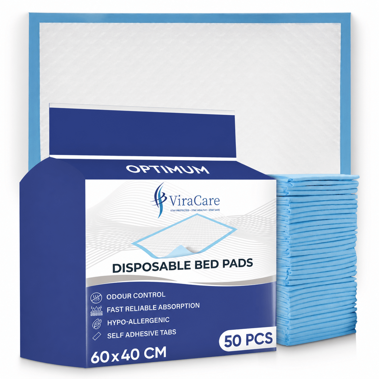 TEMU 50 X Bed Pads | 60 X 40 Cm | Bed Sheets | Disposable Mattress Protector | Self Adhesive Tabs | (1 Pack Of 50)