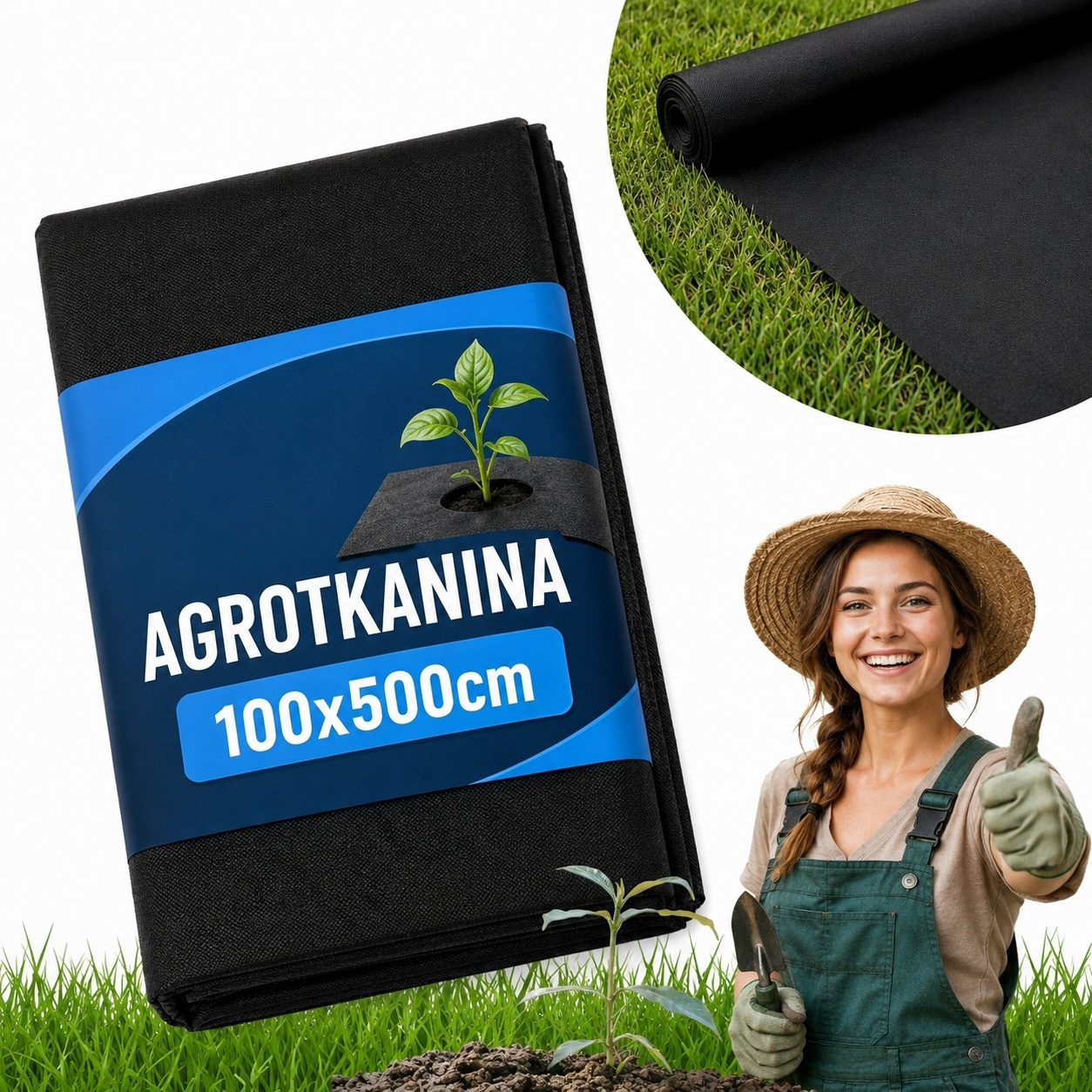 Image of 100x500cm Black Uv Weed Barrier Mat, Garden Landscaping Geotextile Weeding Cloth Garden Garden Cobblestone