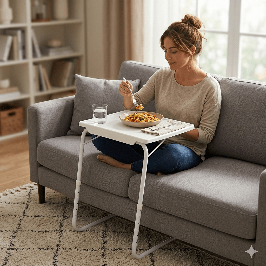 TEMU Foldable Adjustable Multifunction Table With Tray – Bed, Sofa And Floor Table, Resistant Metal Structure, Modern , -saving Table For Any Station