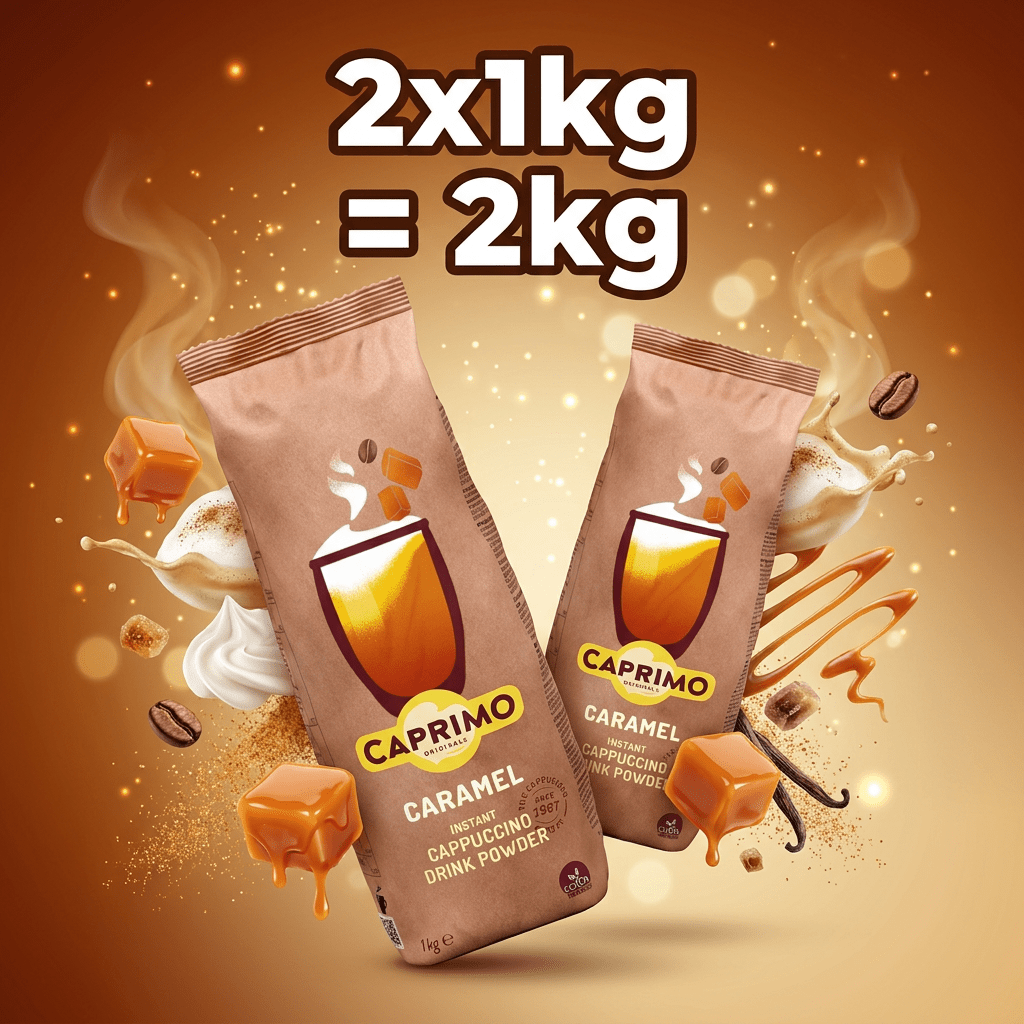 Image of Caprimo Cappuccino Caramel - 2x 1kg = 2kg - Instant Cappuccino Caramel Drink Powder