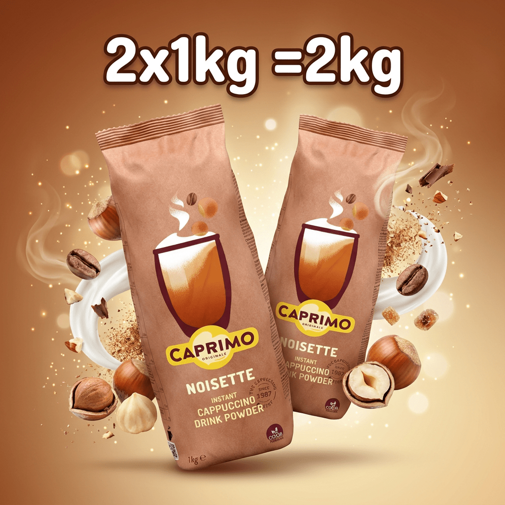 Caprimo Cappuccino Hazelnut - 2x 1kg = 2kg - Instant Cappuccino Hazelnut Beverage Powder