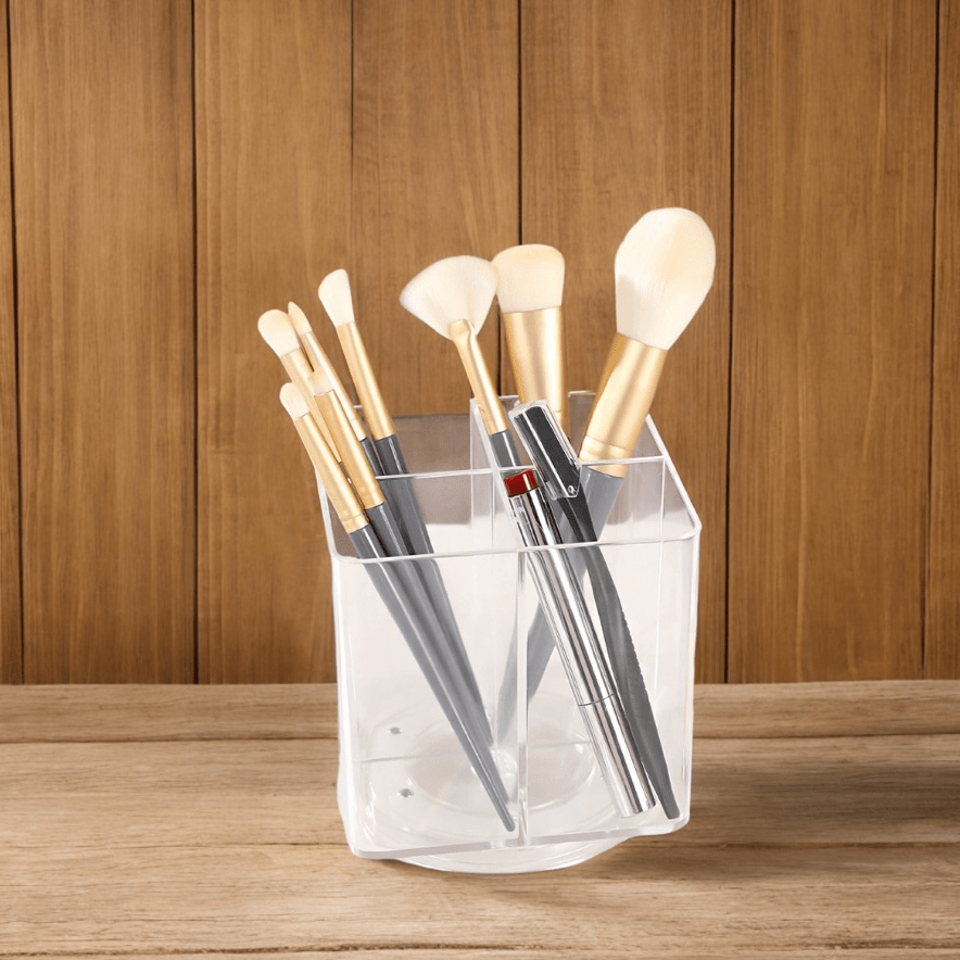 360 ° Rotatable Makeup Organizer, Makeup Brush Holder, 4 Compartments, Makeup And Skin Care Storage For Dressing Table, Desktop, Bathroom