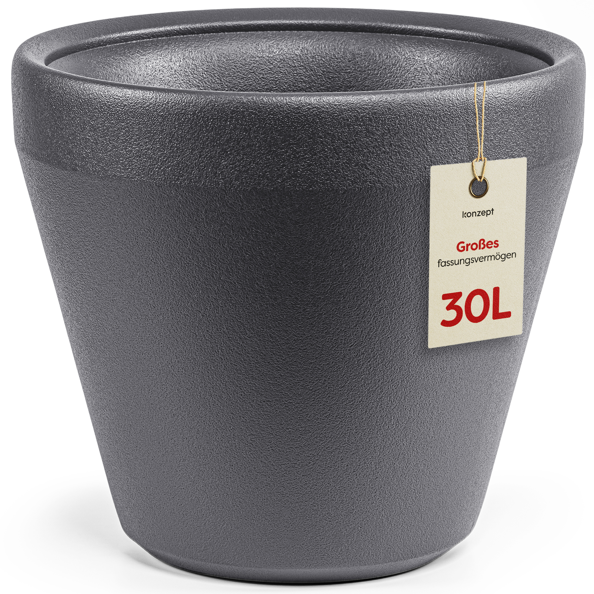 Large Planter Pot 40 Cm Diameter, Plastic, 30 L, Clay-look Flower Pot, Scratch-resistant, Uv & Frost Resistant, Suitable For Indoor & Outdoor Use