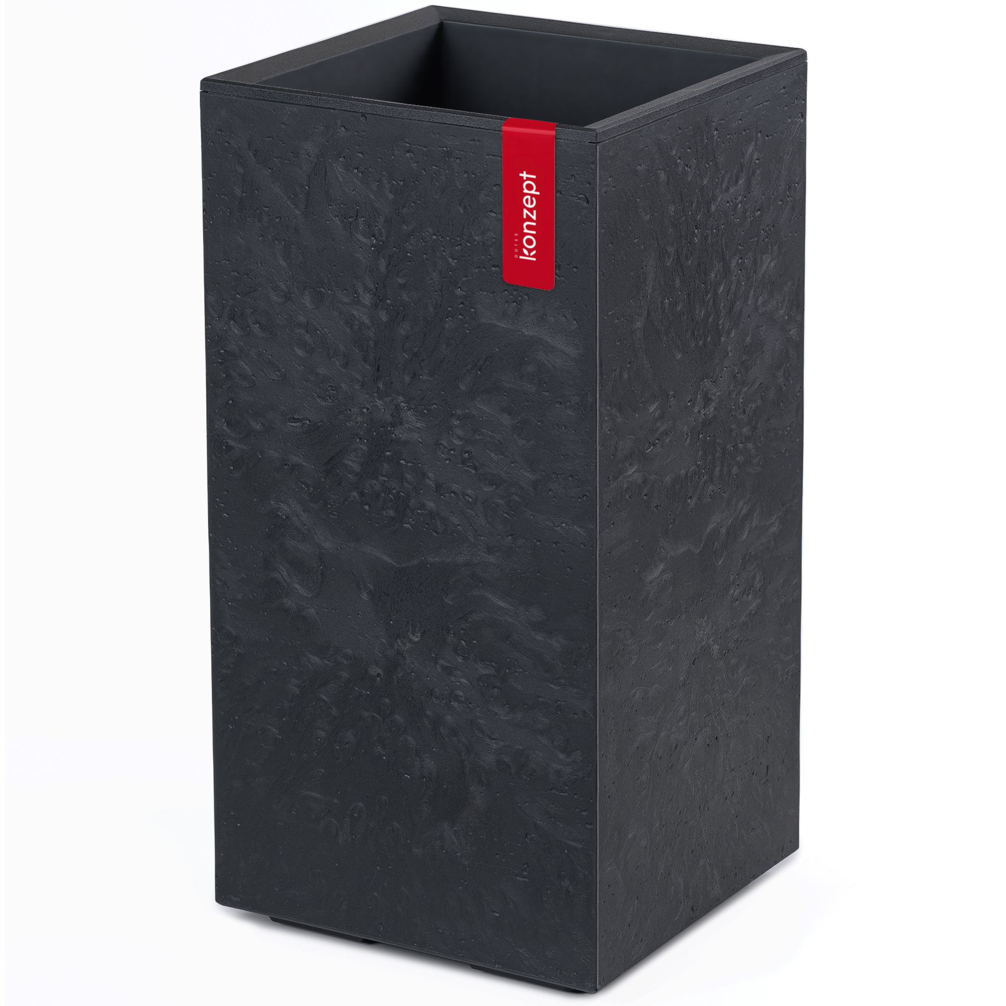 TEMU Large Planter High In Concrete Look With Wheels And Drainage, 28.6 X 28.6 X 59.4 Cm - For Indoors & Outdoors
