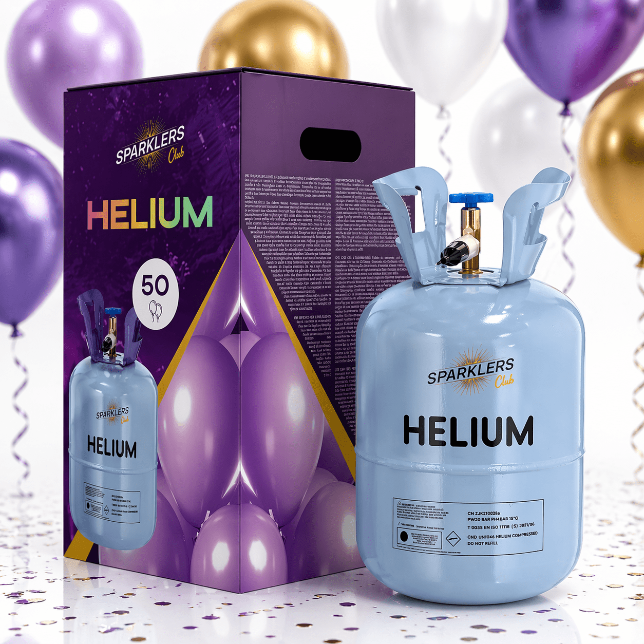 TEMU Hélium Grande Bouteille Gaz d'Hélium pour 50 Ballons - Jetable 0, 40m3 pour des Festivités, Anniversaires, et Fêtes - Faites vos ballons avec