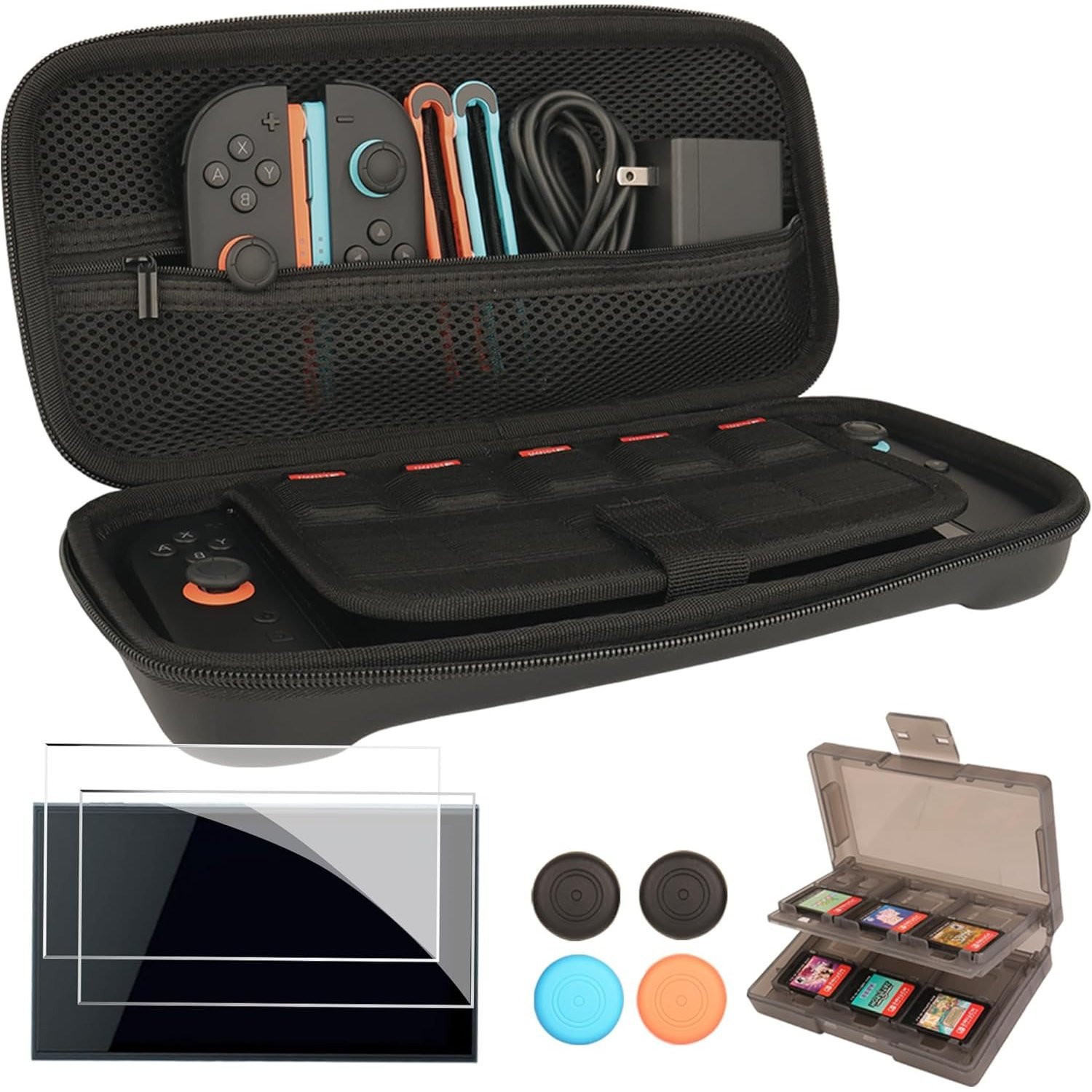 Mega Set 8 In 1 For Switch 2, Set Of Game Case + Cover + Stickers + Glass For Switch 2