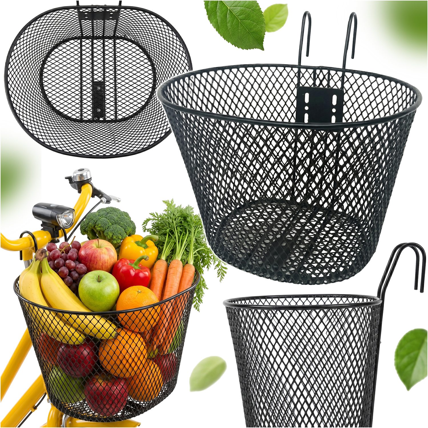 TEMU Metal Bicycle Handlebar Basket, Front Basket For Carrying Shopping Bags And Accessories, Spacious Basket Made Of Durable Steel Mesh, Installed
