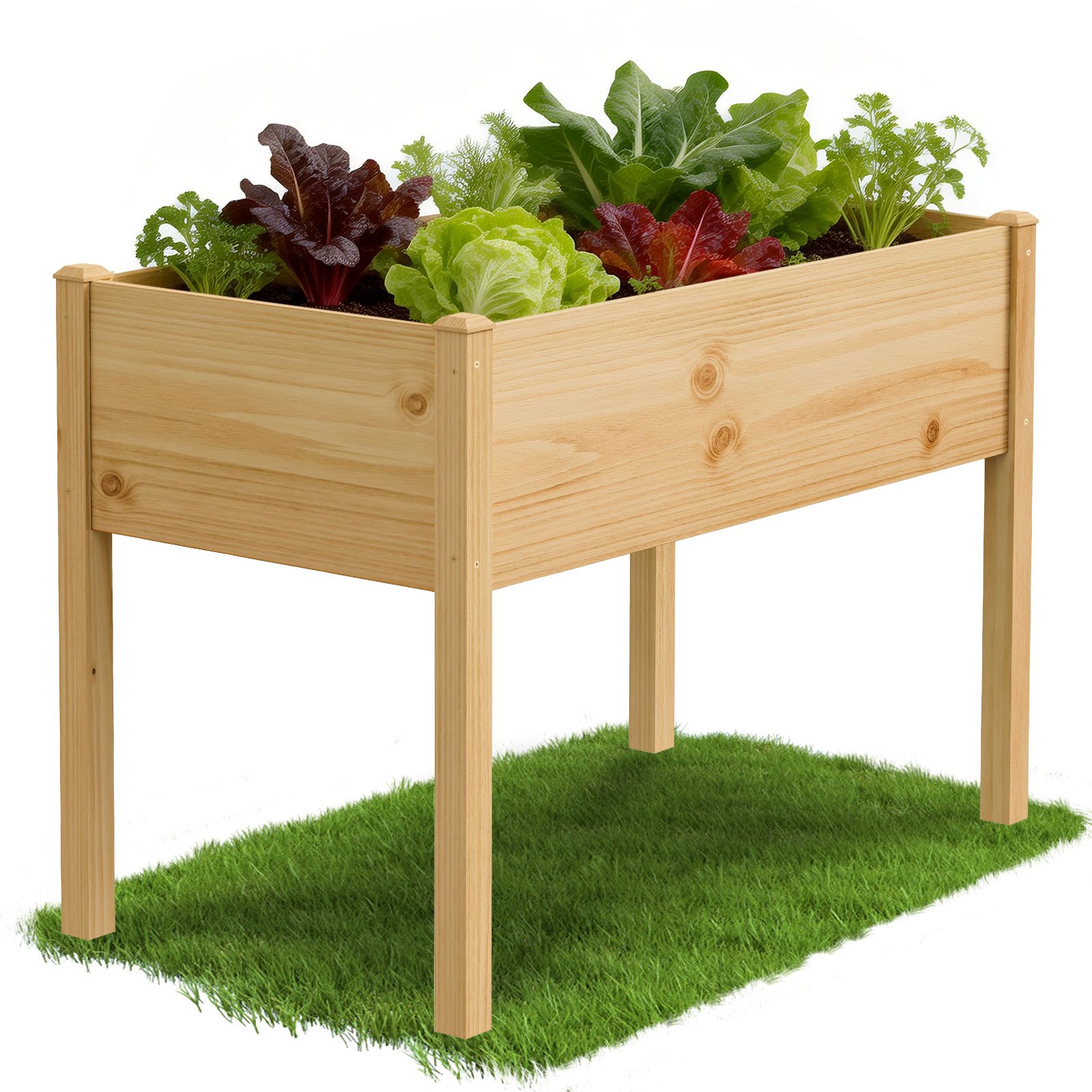 Image of Wooden Raised Bed For Balcony And Garden, 116 X 60 X 80 Cm Fir Wood Plant Box, Flower & Bed, Raised Bed Kit For Patio