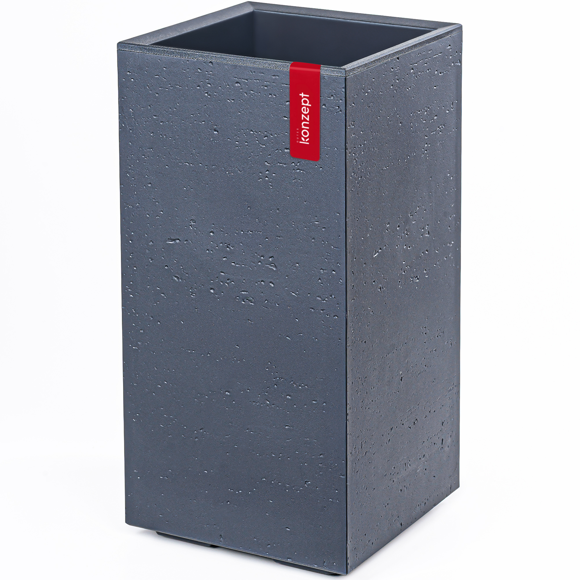 Image of Large Planter High In Concrete Look With Wheels And Drainage, 28.6 X 28.6 X 59.4 Cm - For Indoors & Outdoors