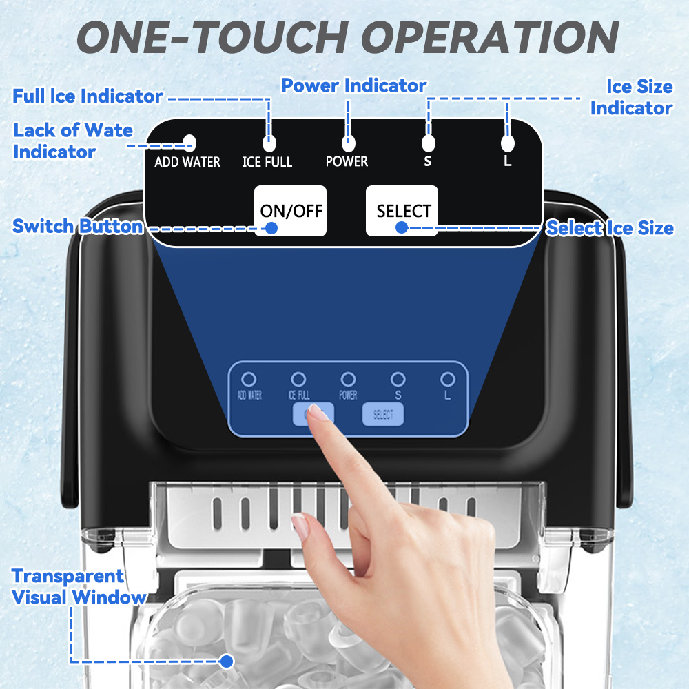 TEMU Countertop Ice Maker Machine, 9 Cubes Ready In 6 , 1.3l Large Capacity, Self-cleaning Ice Machine, With Ice Scoop, 15kg In 24hrs, 2 Sizes Of Ice