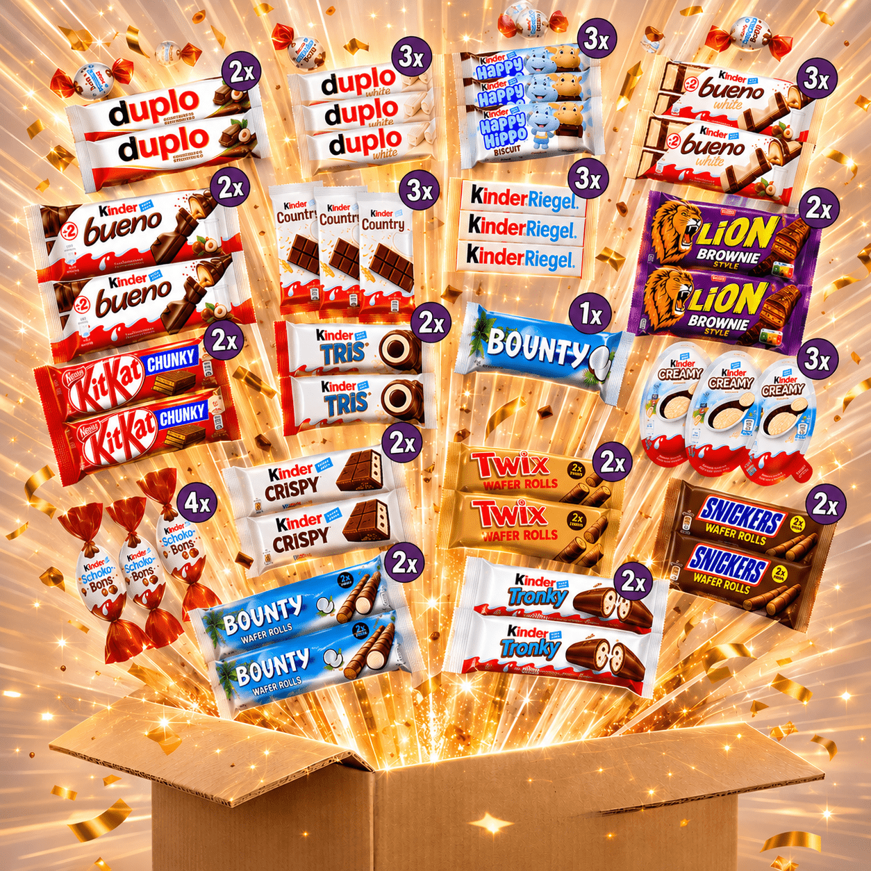 Xxl 44pcs Chocolate Mega Gift Box – Large Selection Of Popular Chocolate Bars & Kinder Chocolate Mix