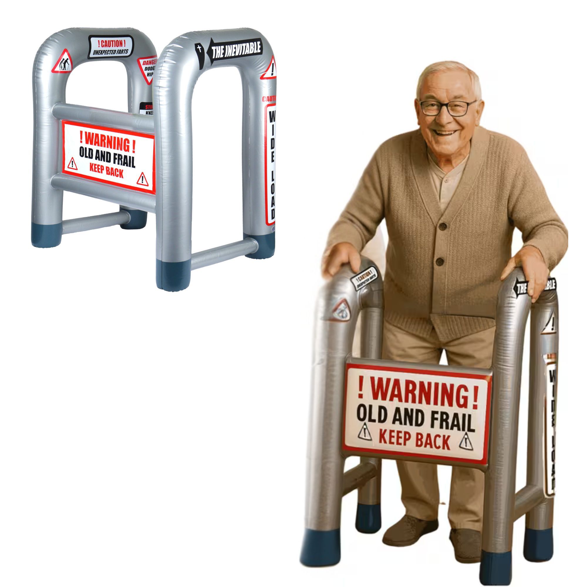 TEMU Inflatable Printed Zimmer Frame – 35" Printed Joke Props | Funny Retirement, 50th 60th Birthday Gifts For Men