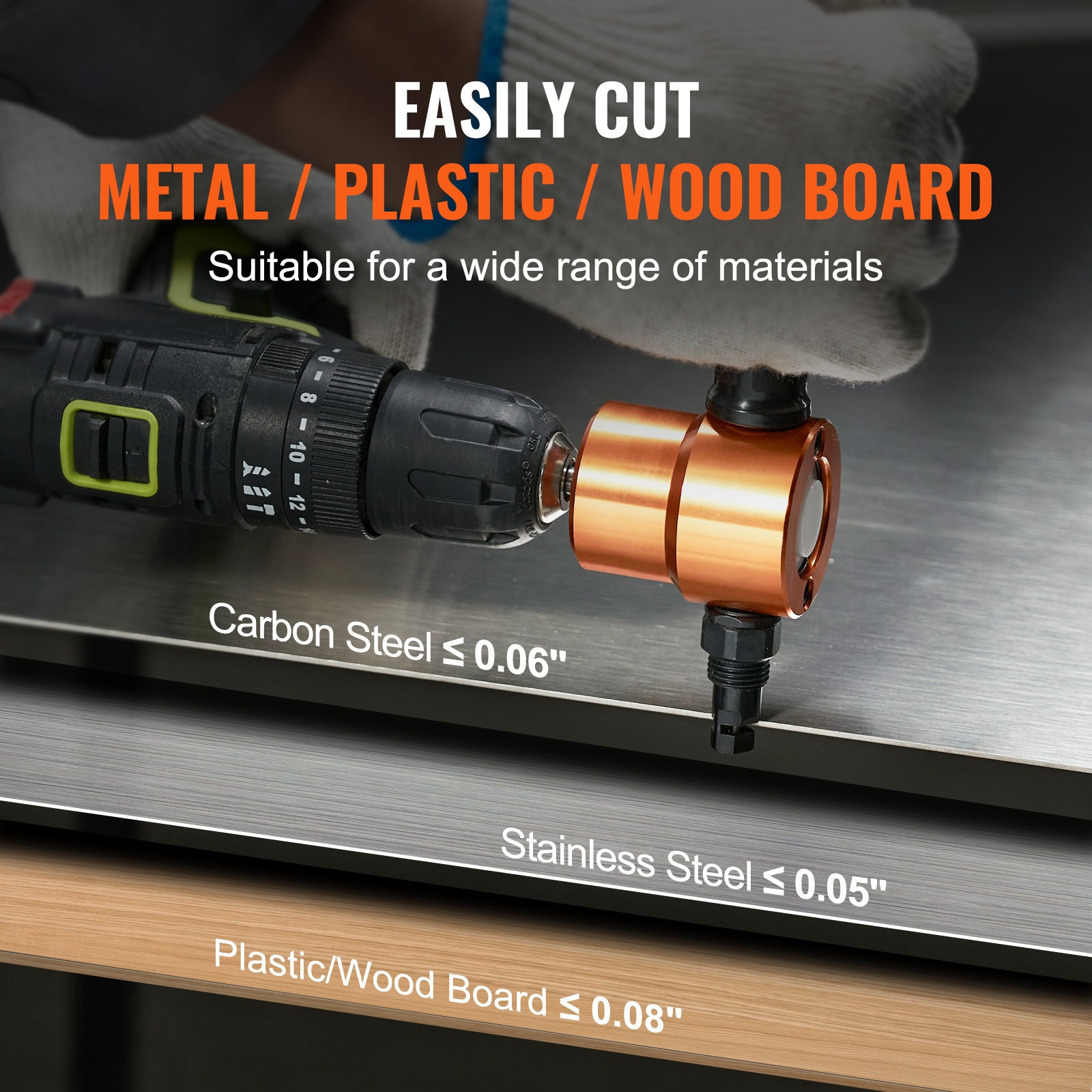 Image of Vevor Double Head Sheet Nibbler Metal Cutter Power Drill Attachment Cutting Tool