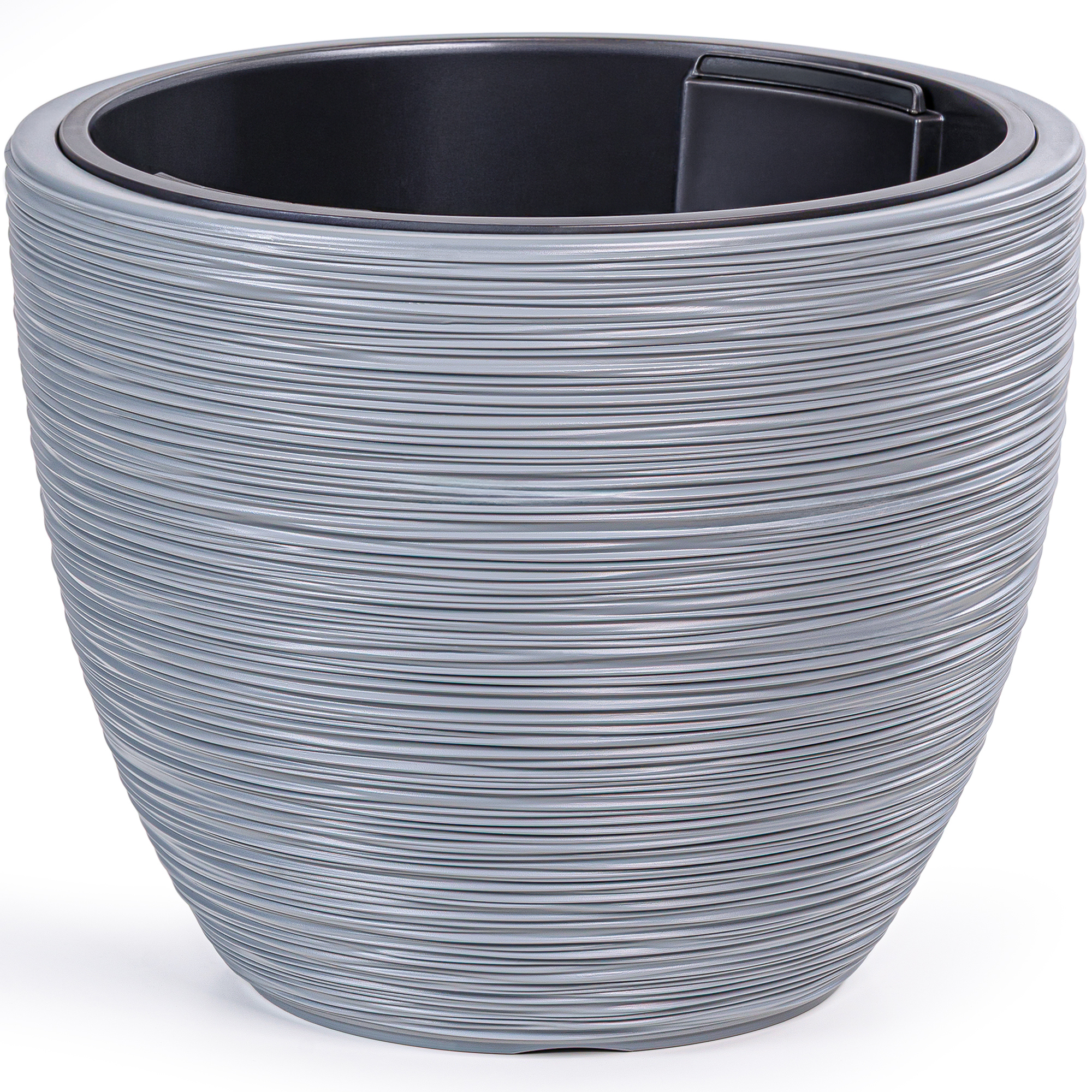 Large Flower Pot 39 Cm Diameter With Insert – Plastic Planter With Chisel Texture, Uv & Frost Resistant, Ideal For Home, Office, Terrace, And Garden