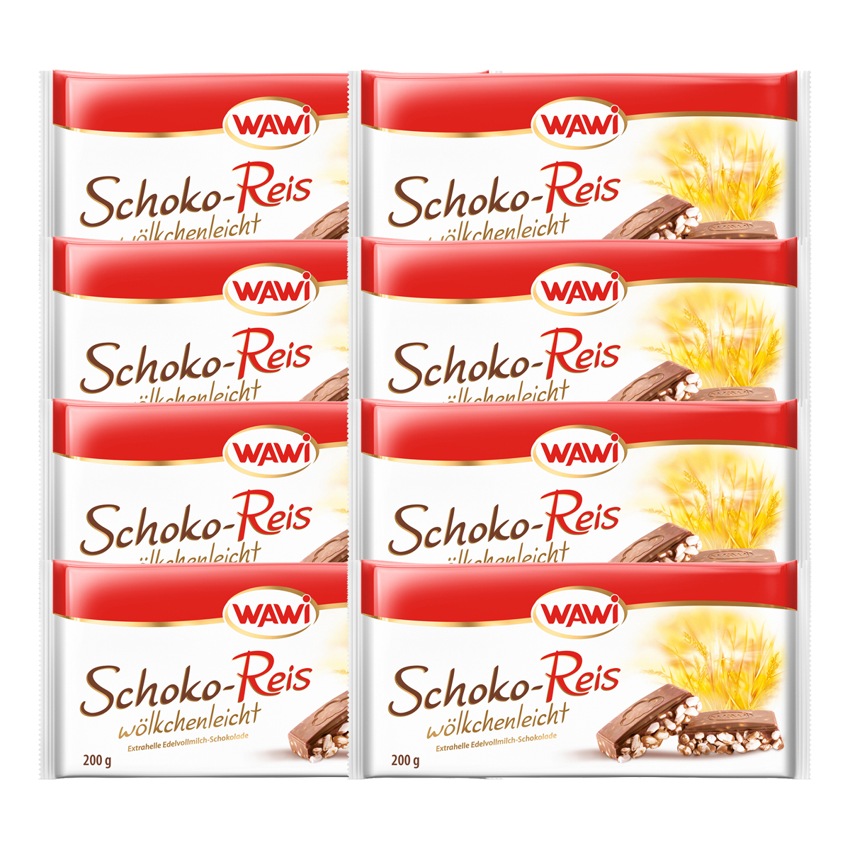 Wawi Chocolate Rice Table In Noble Full Milk Chocolate 200g 8-pack