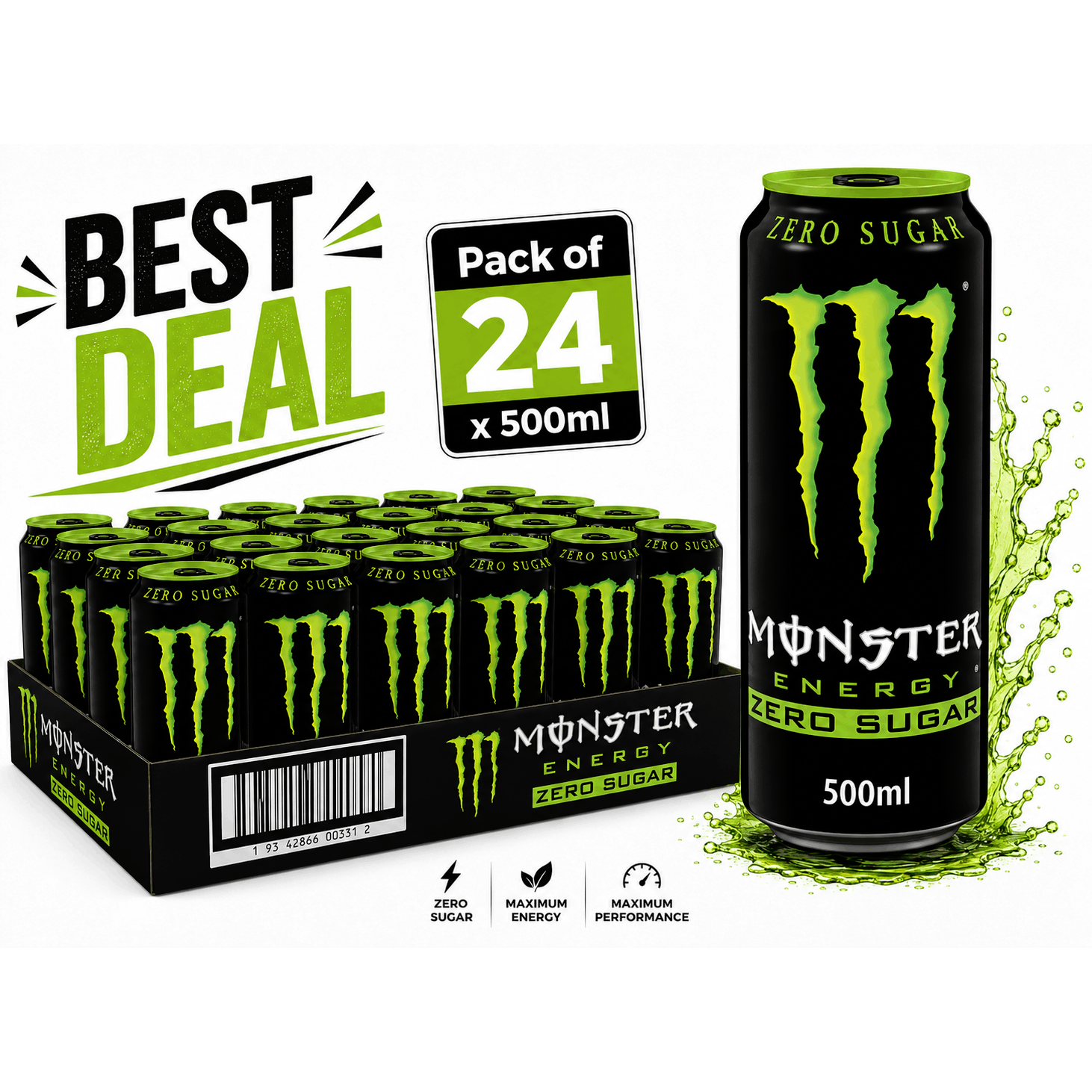 TEMU Monster Energy Drink 0 Sugar Pack Of 24 X 500ml Cans