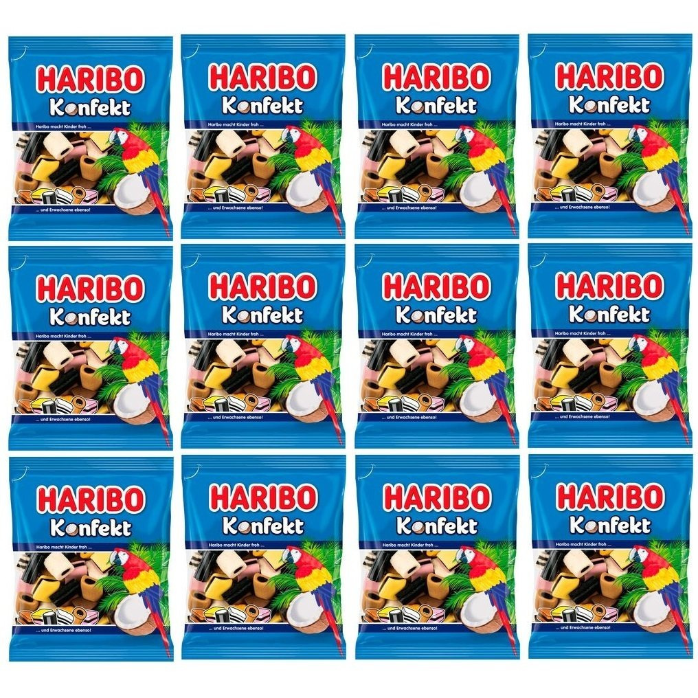 Image of 12 Bags Of Haribo Assorted Candy 175g, Combination Of Licorice And Candy