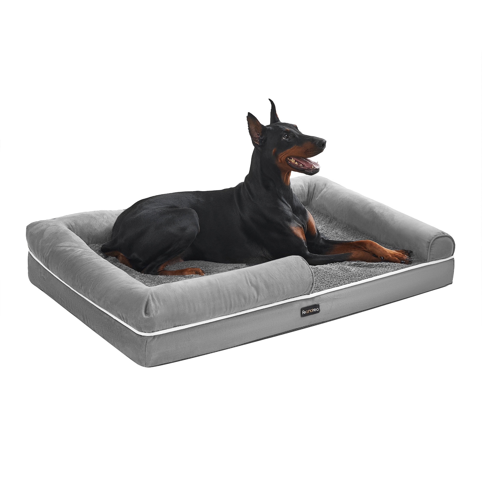 TEMU Letto per cani, copertura rimovibile e lavabile, bordi rialzati, antiscivolo, ortopedico, 120 x 85 x 18 cm, per casa, grigio