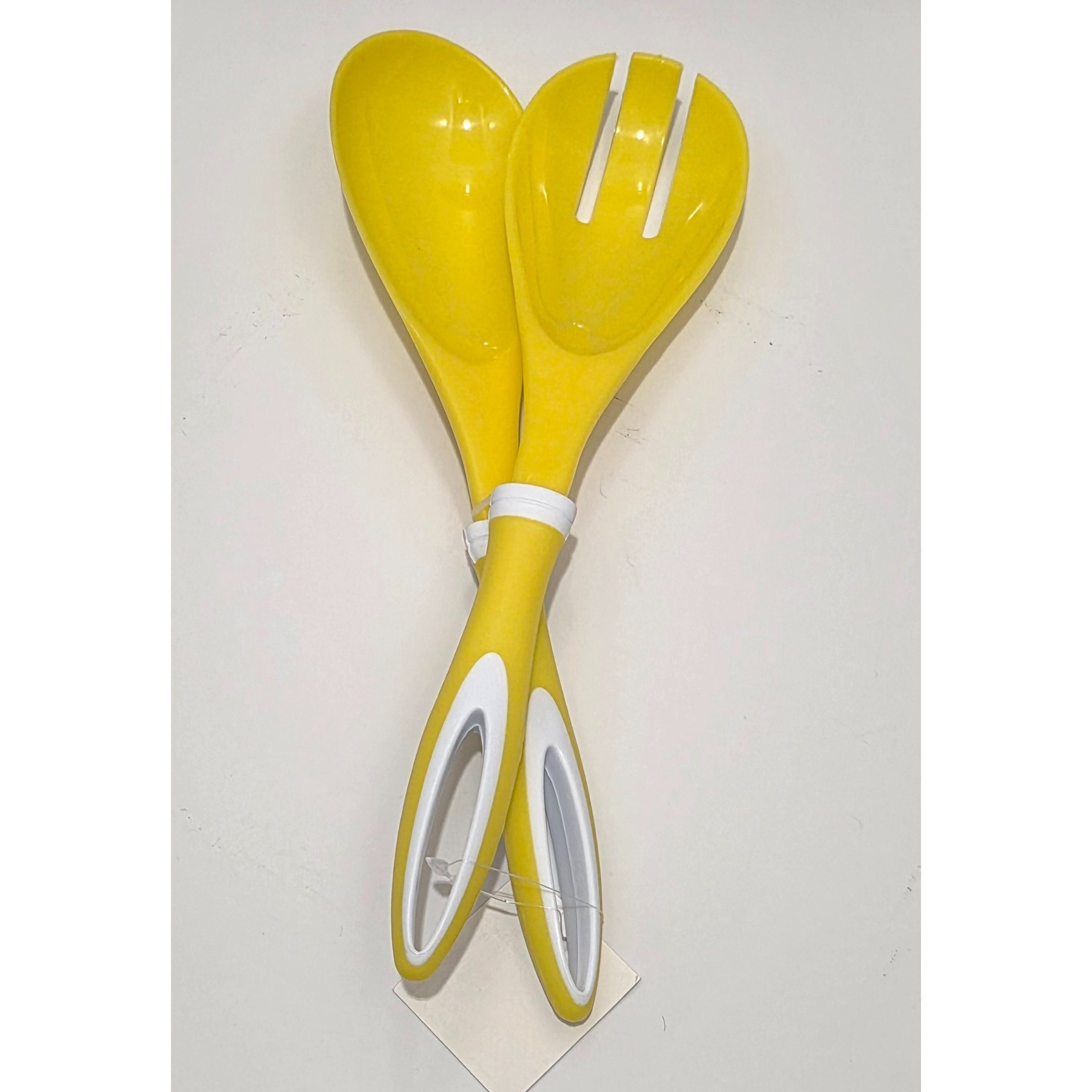 Salad Cutlery 2-piece Set, Plastic, Yellow And White