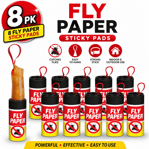 8 pack fly paper sticky traps hanging fly strips with strong indoor outdoor fly catcher tape for kitchen balcony garage garden fly paper rolls for insects control