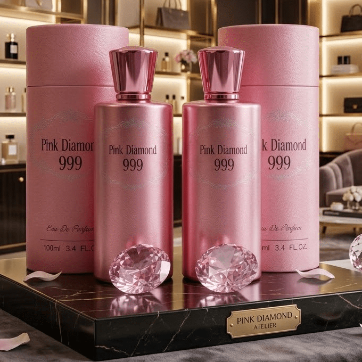 TEMU Long Ladies Perfume Gift Set With & Fruity Notes Pack Of 2 – Pink Diamond 999 Edp Fragrance For Women 2x100ml – Elegant Spring Flower Scent