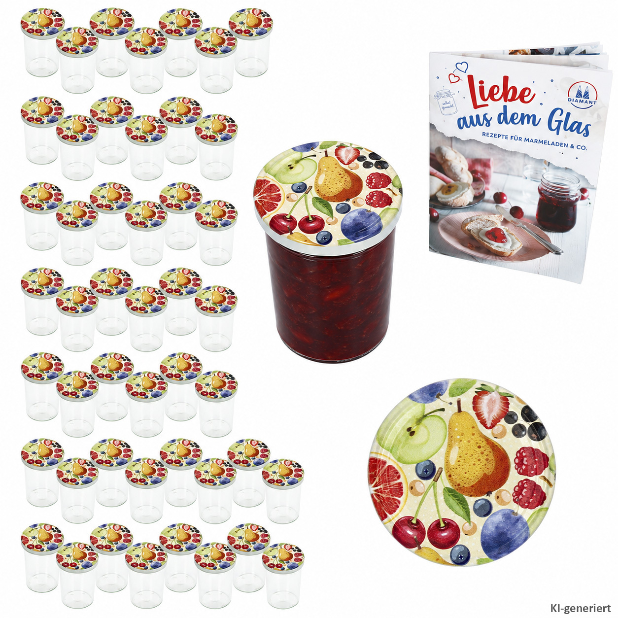48pcs Set Of Tumblers 435 Ml Glasses Preserving Jar To 82 Comic Fruit Lid . Recipe Booklet