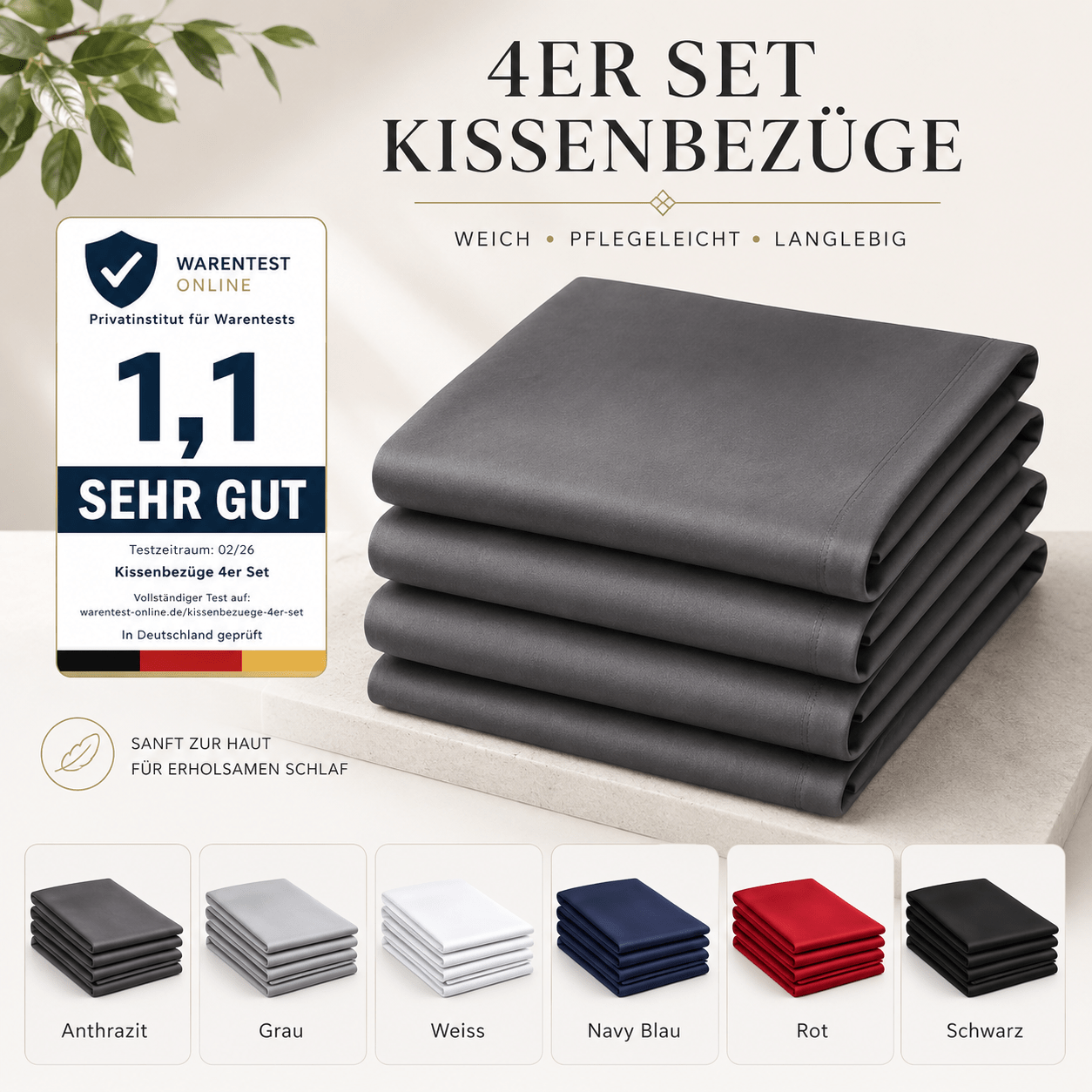 4-piece Set Of Microfiber Pillow Covers – Breathable, Soft, With Zipper, Covers For Sofa, Bed, And