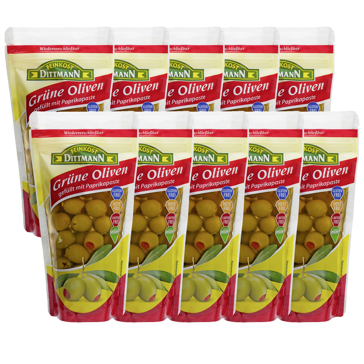 Dittmann Delicatessen Olives Filled With Paprika Paste, 10-pack (10 X 250g)