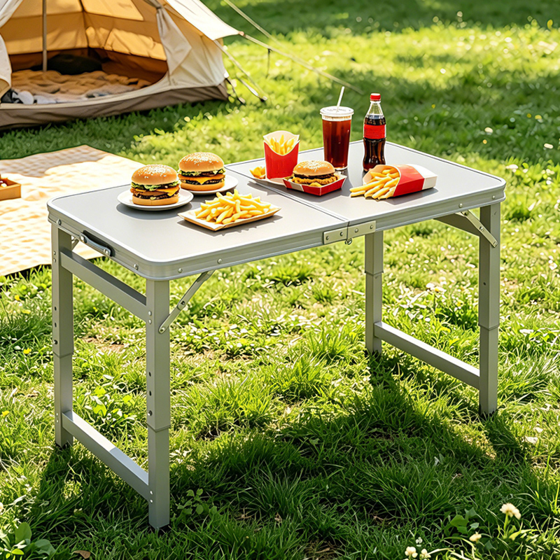 Image of Adjustable Height Folding Table, Portable Heavy Duty Outdoor Utility Table, Foldable Table For Camping, Picnic, Home Dining, Office Work And Indoor Outdoor Use