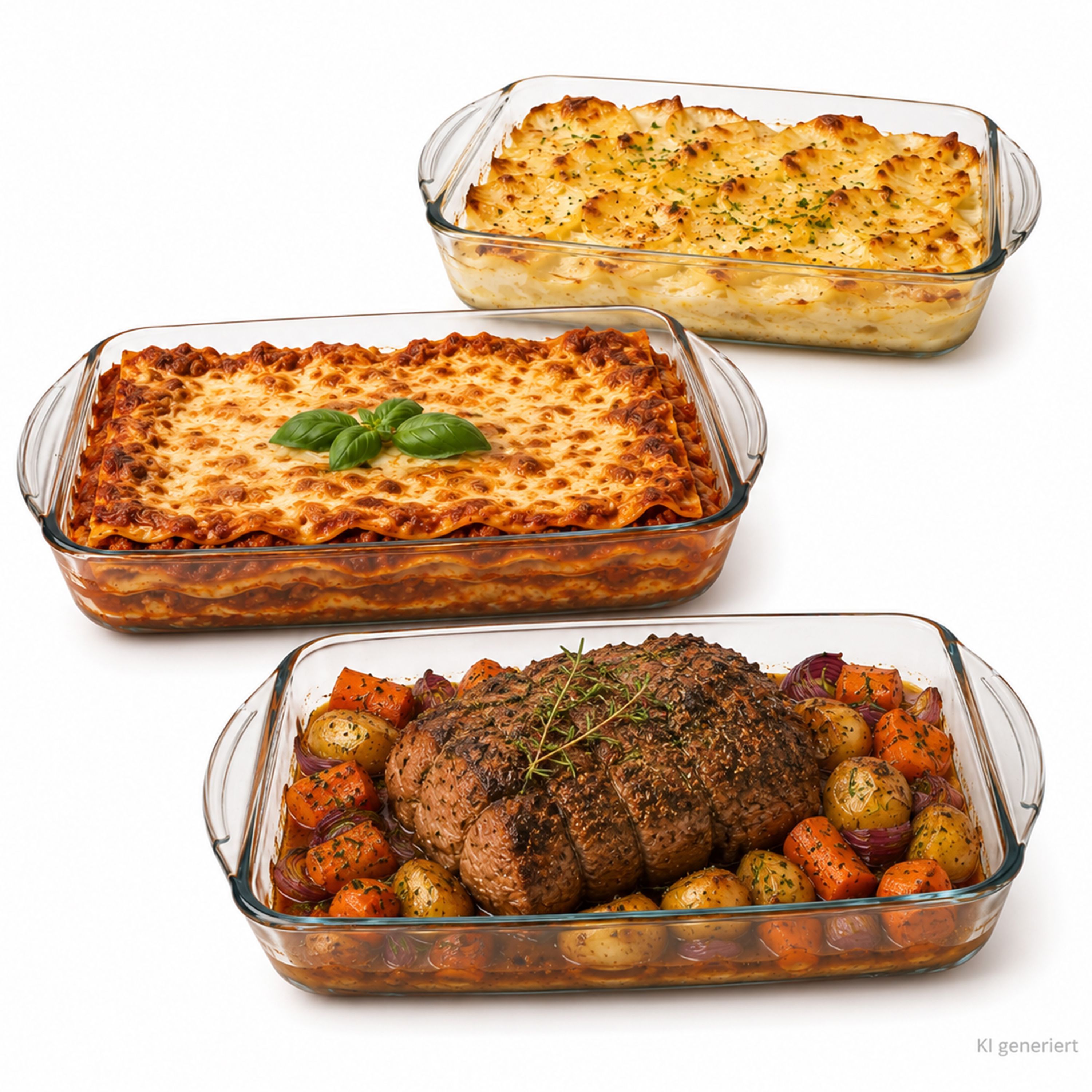 Borcam 3-piece Set Of Rectangular Glass Roasting & Baking Dishes - 2.75l, 1.95l & 1.3l - 159051 / 89929