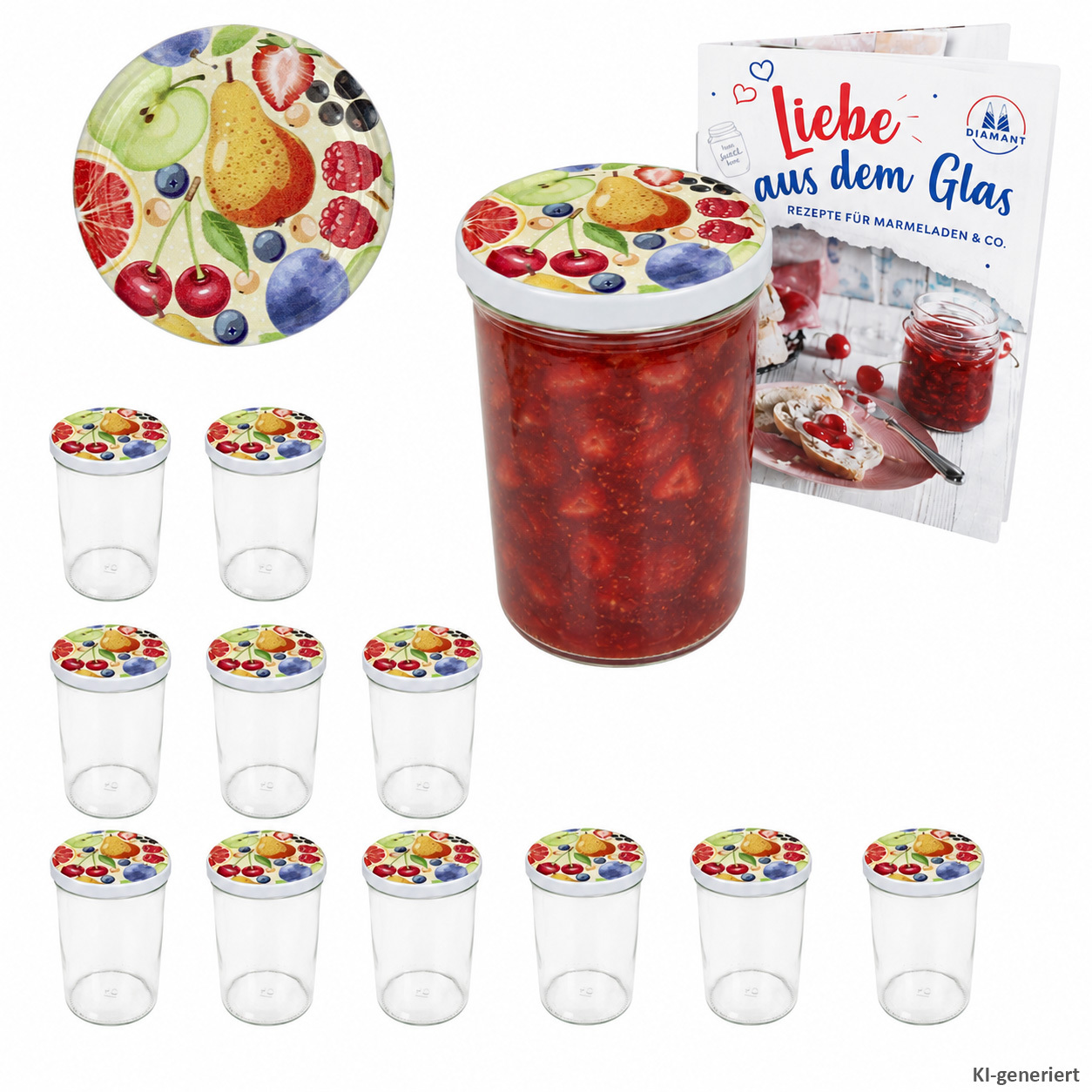 12pcs Set Of Tumbling Glasses 435 Ml To 82 Comic Fruit Lid . Diamond Recipe Book