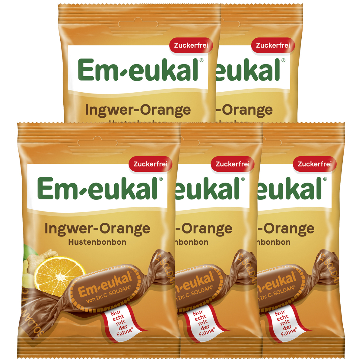 Eucalyptus Cough Drops With Ginger And Orange, Fruity, Sugar-free, 75g, Pack Of 5