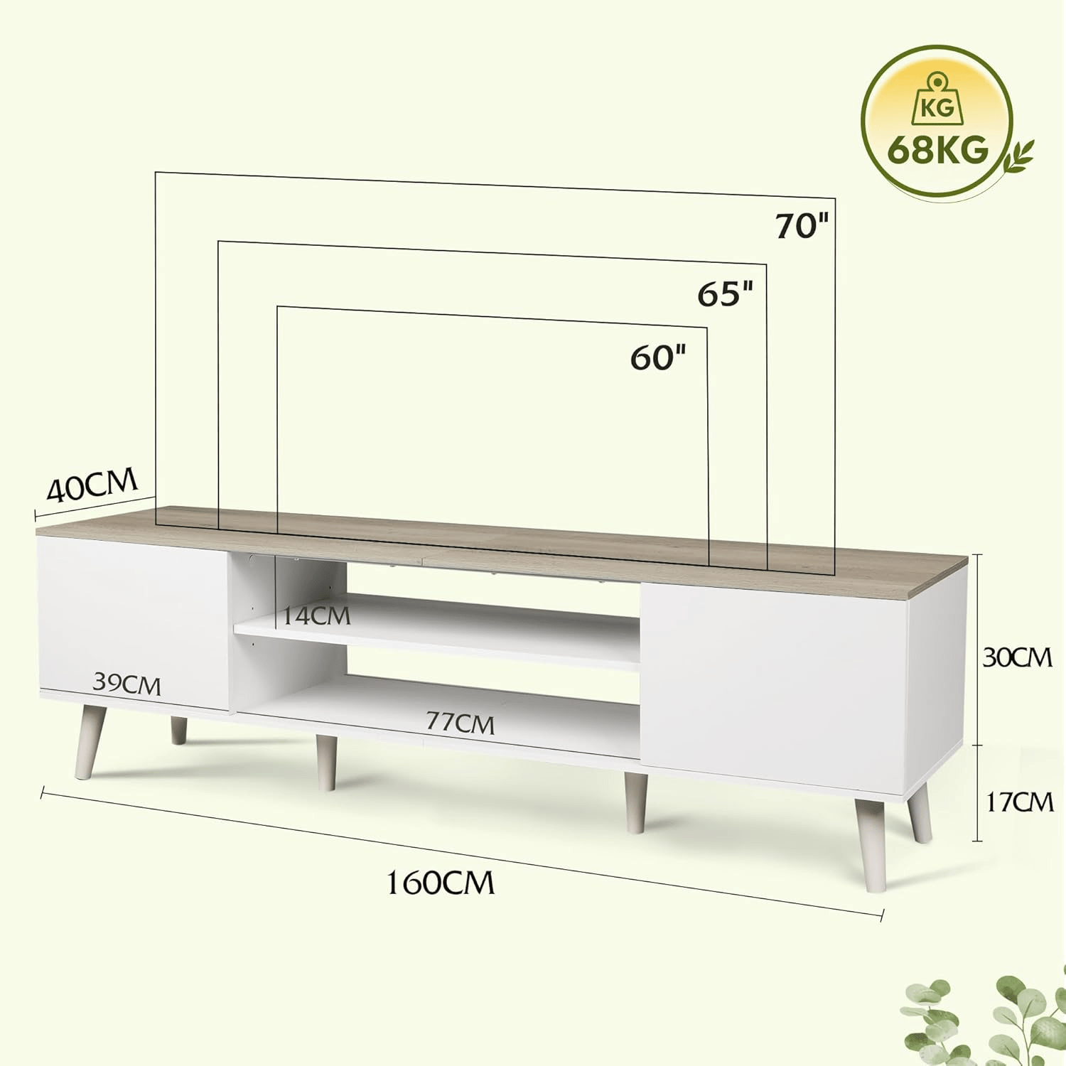 TV Unit Cabinet for TVs Up to 70 Inch with Storage
