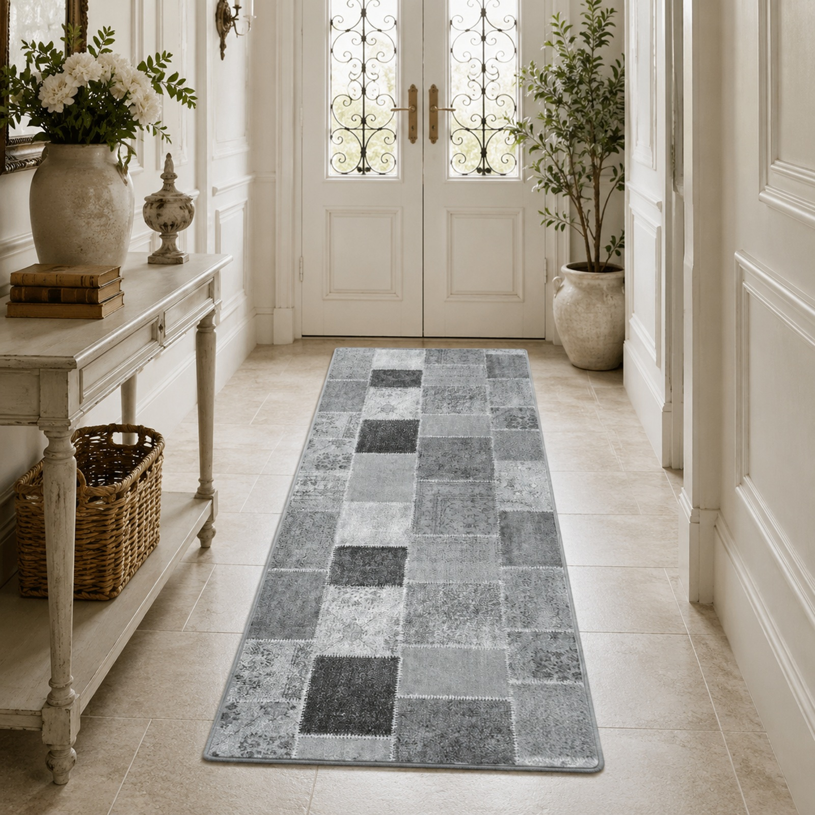 Floordirekt Monsano Runner Rug - Fine Twist Carpet - For Kitchen, Hallway & Living Room - Pattern In Grey & Multicolor - Lengths Up To 5 M