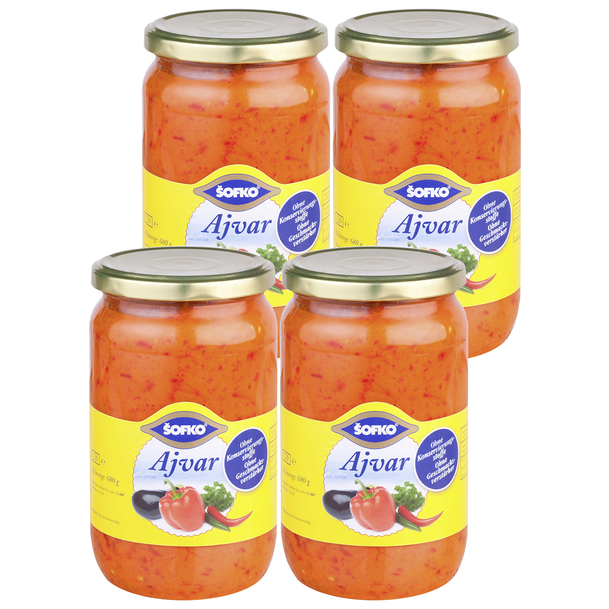 Image of Soft Ajvar Paprika And Eggplant Vegetable Preparation 680g 4-pack