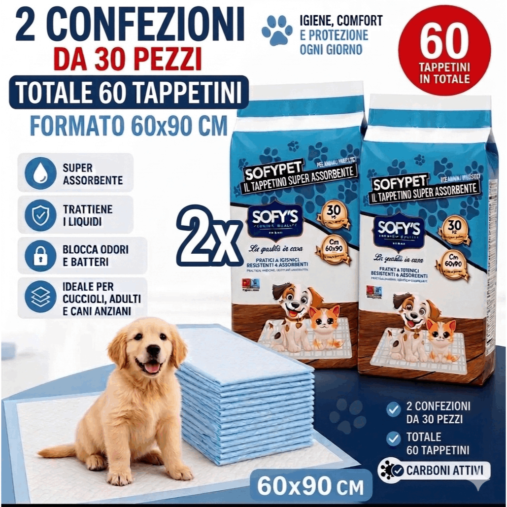 TEMU 60 Tappetini Igienici Per Cani 60x90 Con Carboni Super Assorbenti Traversine Con Adesivo Antiscivolo Ideali Per Addestramento Cuccioli