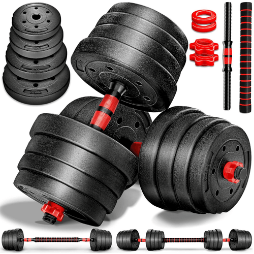 set di manubri da 15 kg, per lallenamento con i e il bodybuilding, regolabile, con impugnature metalliche ergonomiche