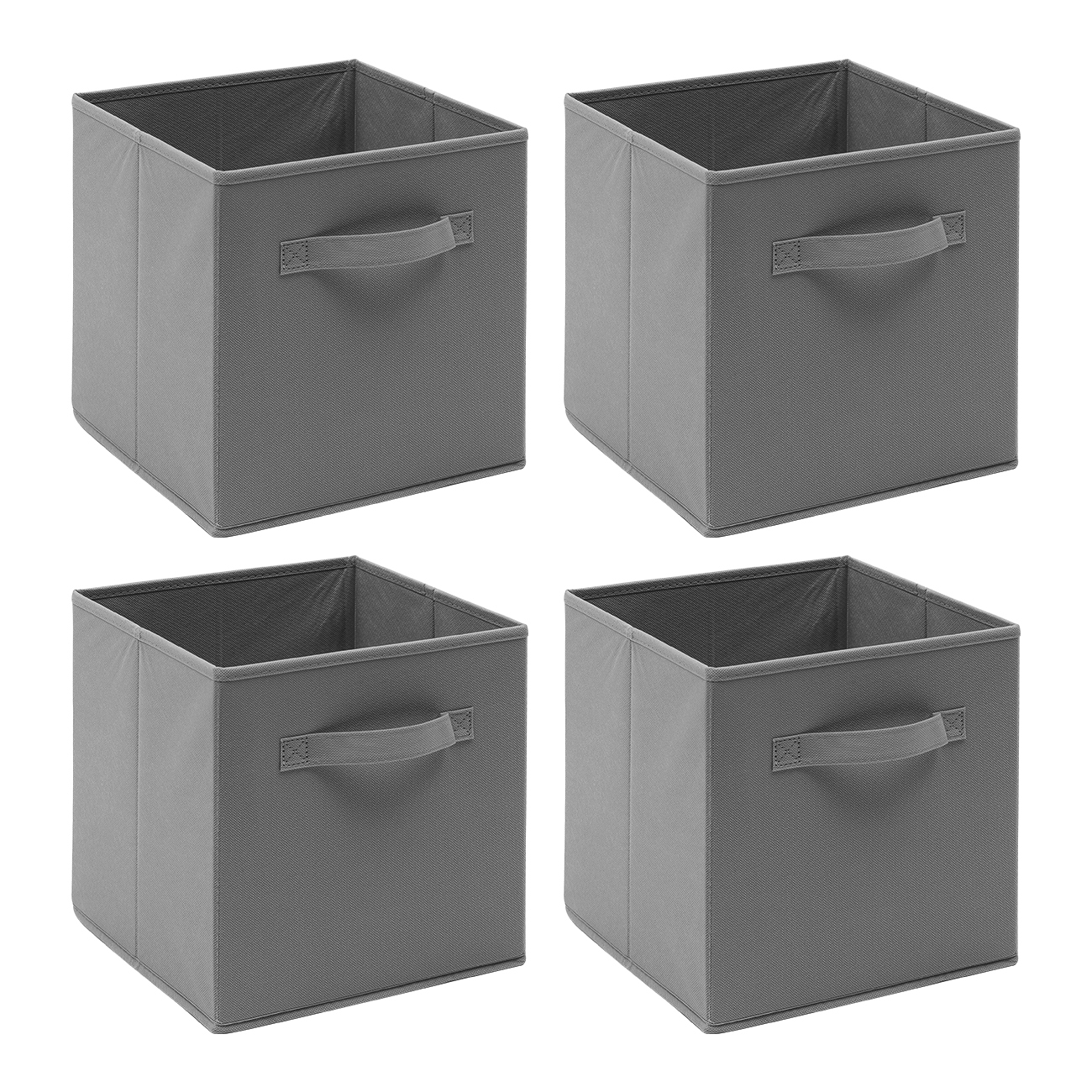 Image of Storage Box Set Of 4, 26.5 X 26.5 X 28 Cm, Foldable Storage Box, Fabric Box With Handle, Shelf Box, Folding Storage Cube Box