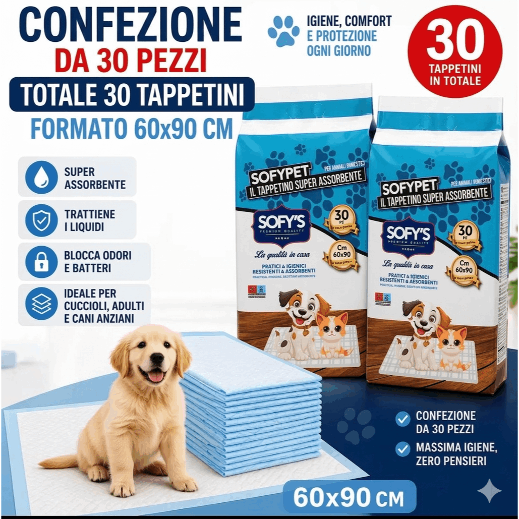 TEMU 30 Tappetini Igienici per Cani 60x90 Traversine Super Assorbenti con Adesivo Antiscivolo Ideali per Addestramento Cuccioli e Animali Domestici
