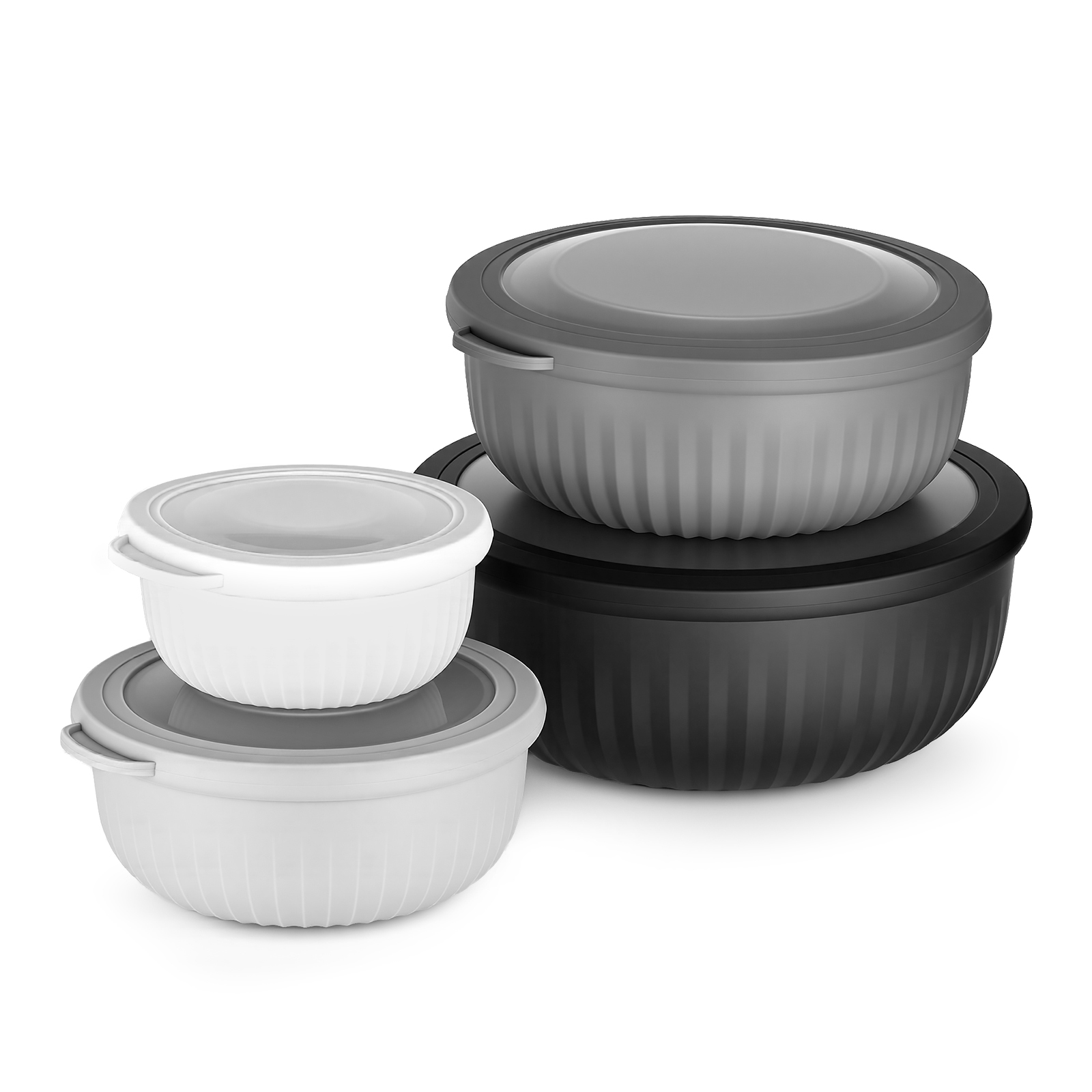 4pcs Salad Bowl Set (with Lid), Stackable Dinner Set, Including Storage Bowls With Lid, Microwave And Freezer Safe