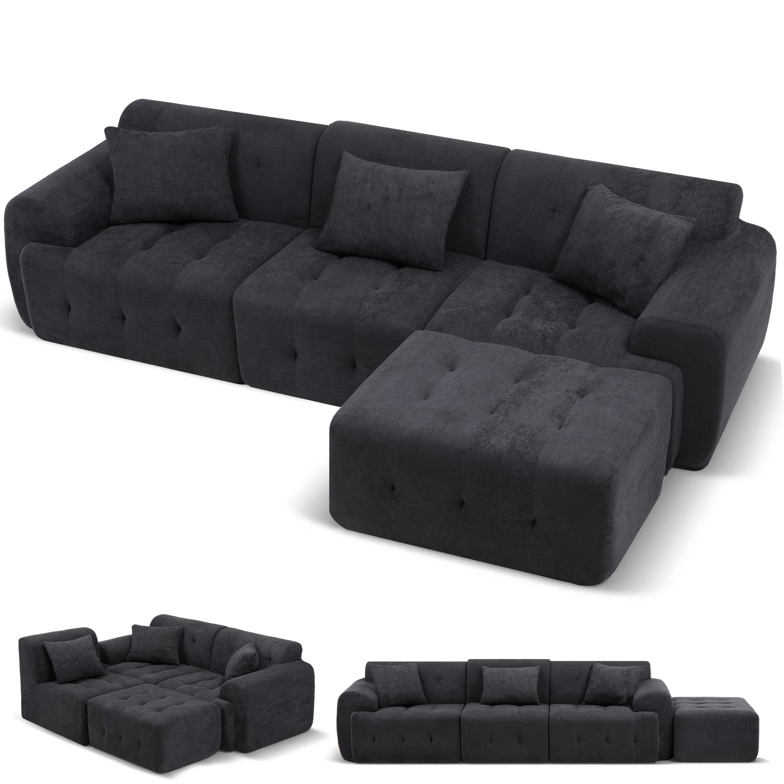 Image of Luckracer Sofa 2 Seater, 180 X 86 X 40 Cm Body Sofa, Sofa With Backrest, Cushion And Armrest, Modern Fabric Sofa For Living Room, Apartment, Office, No