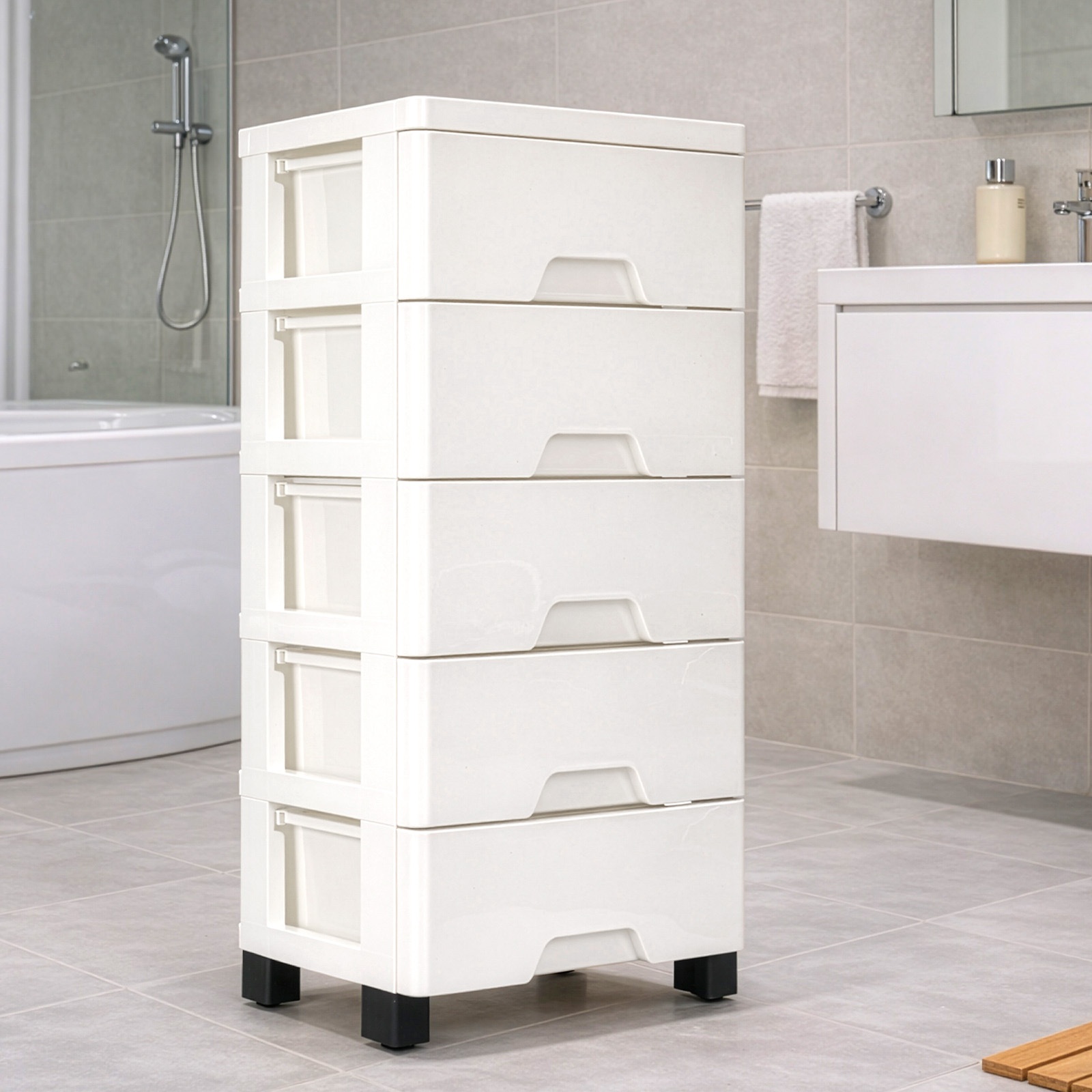5 Layers Drawer Plastic Storage Cabinet Organizer - Stackable Rectangular Polypropylene Storage Box With Smooth Drawers Suitable For Bedroom, Bathroom, Office - Organization For Clothes, Snacks, Books